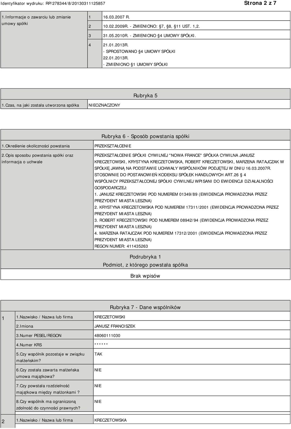 Określenie okoliczności powstania 2.