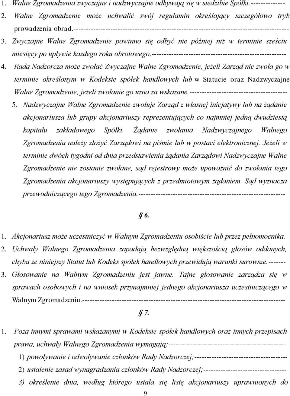 Zwyczajne Walne Zgromadzenie powinno się odbyć nie później niż w terminie sześciu miesięcy po upływie każdego roku obrotowego.------------------------------------------------------- 4.