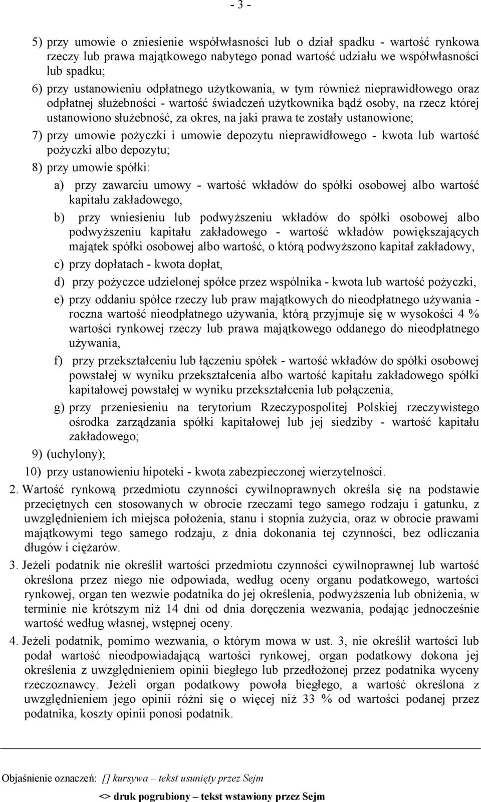 ustanowione; 7) przy umowie pożyczki i umowie depozytu nieprawidłowego - kwota lub wartość pożyczki albo depozytu; 8) przy umowie spółki: a) przy zawarciu umowy - wartość wkładów do spółki osobowej