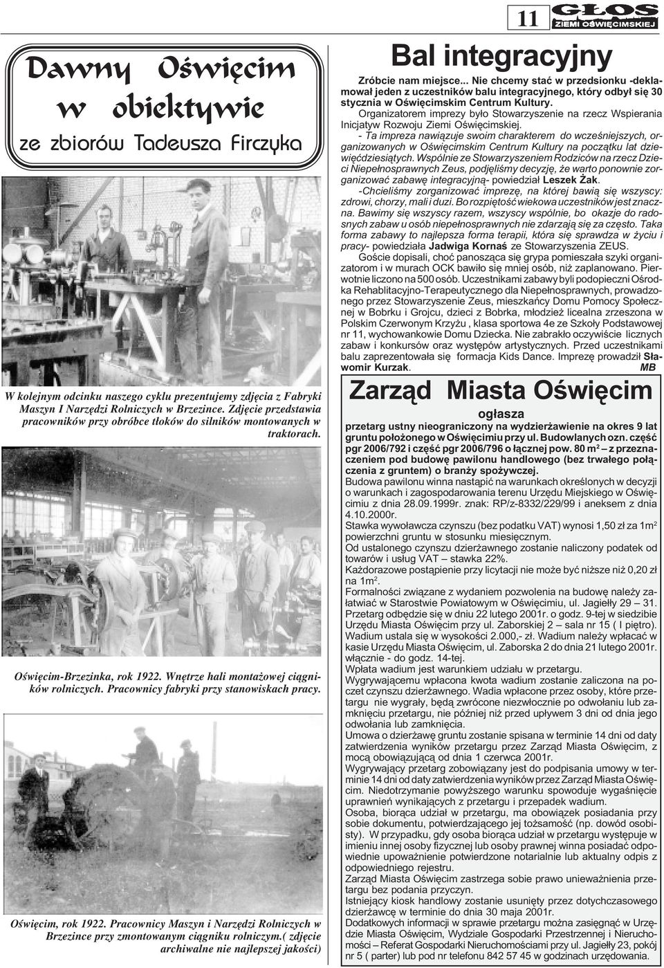 Pracownicy fabryki przy stanowiskach pracy. Oœwiêcim, rok 1922. Pracownicy Maszyn i Narzêdzi Rolniczych w Brzezince przy zmontowanym ci¹gniku rolniczym.