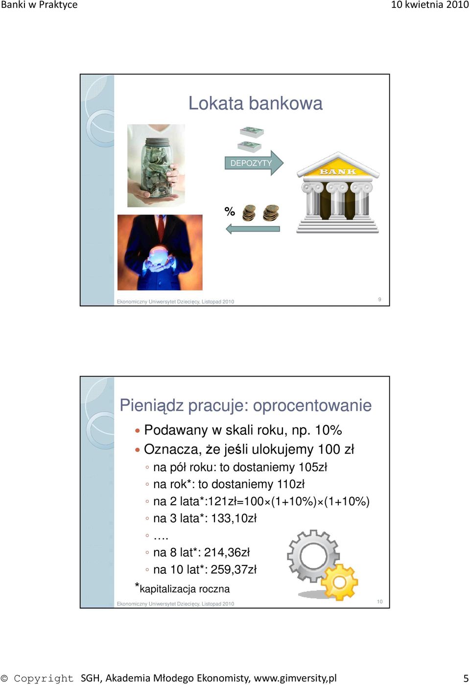 dostaniemy 110zł na 2 lata*:121zł=100 (1+10%) (1+10%) na 3 lata*: 133,10zł.