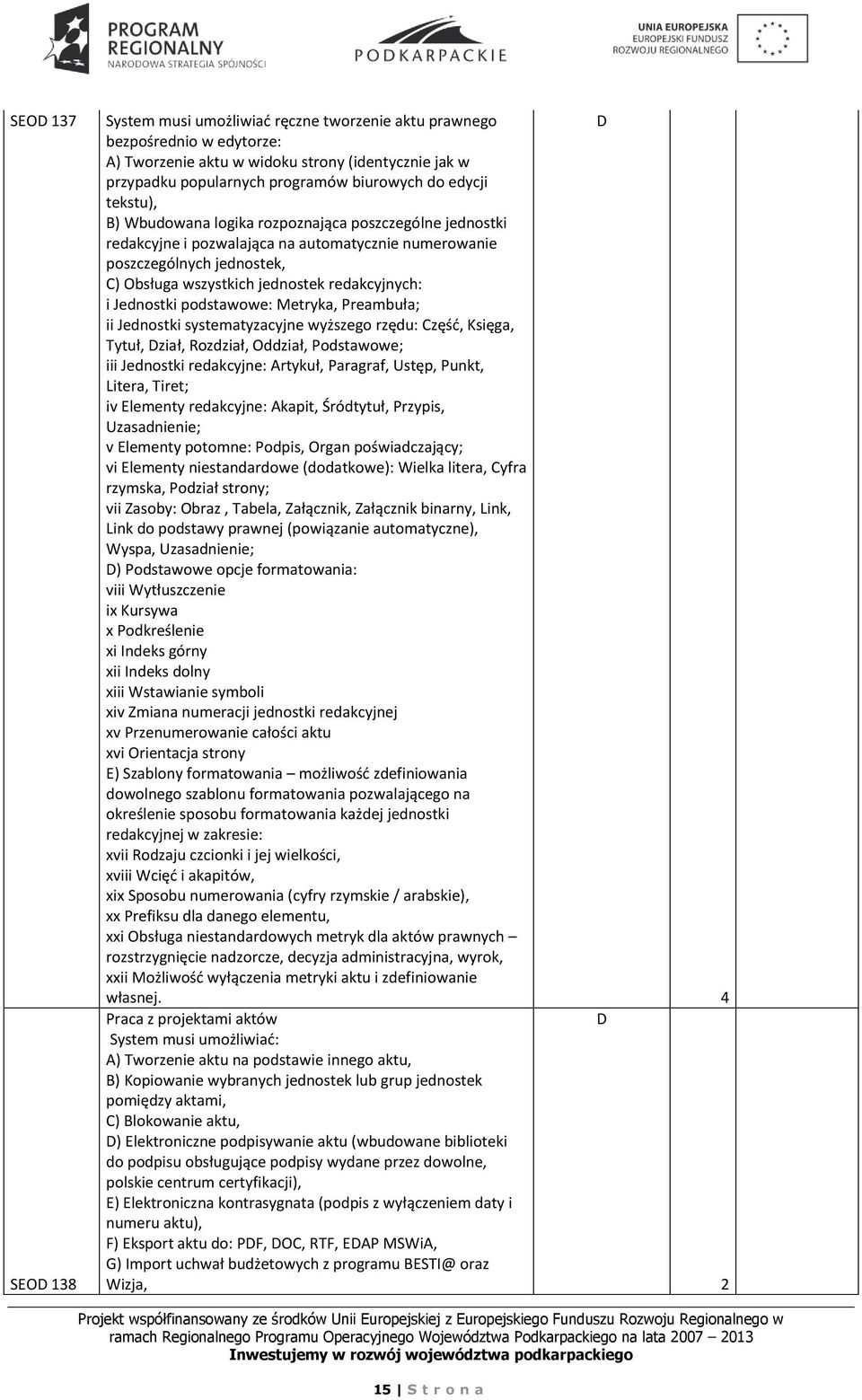 Jednostki podstawowe: Metryka, Preambuła; ii Jednostki systematyzacyjne wyższego rzędu: Część, Księga, Tytuł, ział, Rozdział, Oddział, Podstawowe; iii Jednostki redakcyjne: Artykuł, Paragraf, Ustęp,