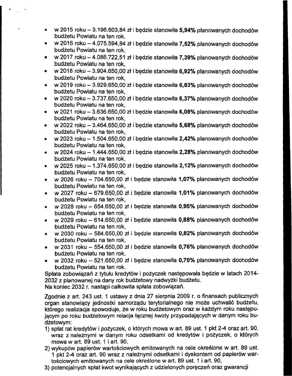 650,OO zl i bqdzie stanowila 6,83% planowanych dochoddw w 2020 roku - 3.737.650,OO zl i bqdzie stanowila 6,37% planowanych dochodbw w 2021 roku - 3.636.
