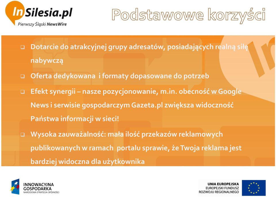 obecność w Google News i serwisie gospodarczym Gazeta.plzwiększa widoczność Państwa informacji w sieci!