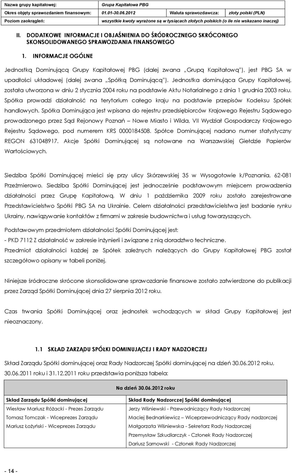 Jednostka dominująca Grupy Kapitałowej, została utworzona w dniu 2 stycznia 2004 roku na podstawie Aktu Notarialnego z dnia 1 grudnia 2003 roku.