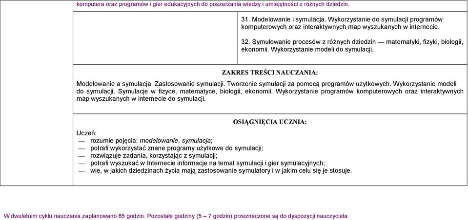 Wykorzystanie modeli do symulacji. Modelowanie a symulacja. Zastosowanie symulacji. Tworzenie symulacji za pomocą programów użytkowych. Wykorzystanie modeli do symulacji.