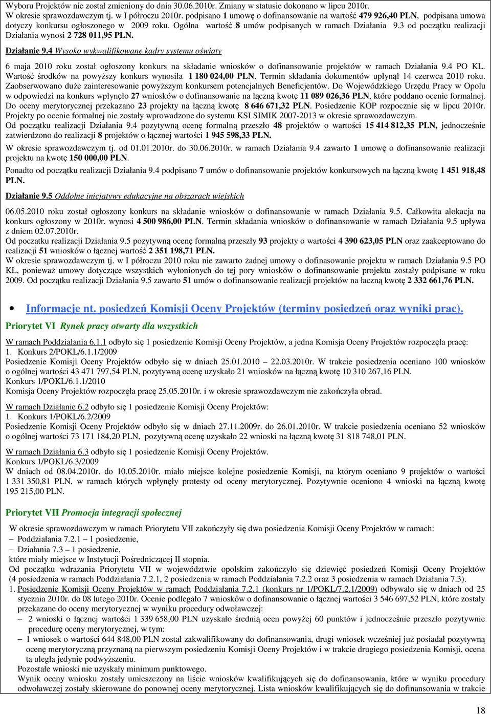 3 od początku realizacji Działania wynosi 2 728 011,95 PLN. Działanie 9.