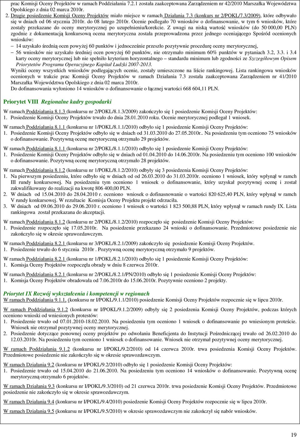 Ocenie podlegało 70 wniosków o dofinansowanie, w tym 6 wniosków, które zostały przekazane do oceny merytorycznej po uzupełnieniu/korekcie.