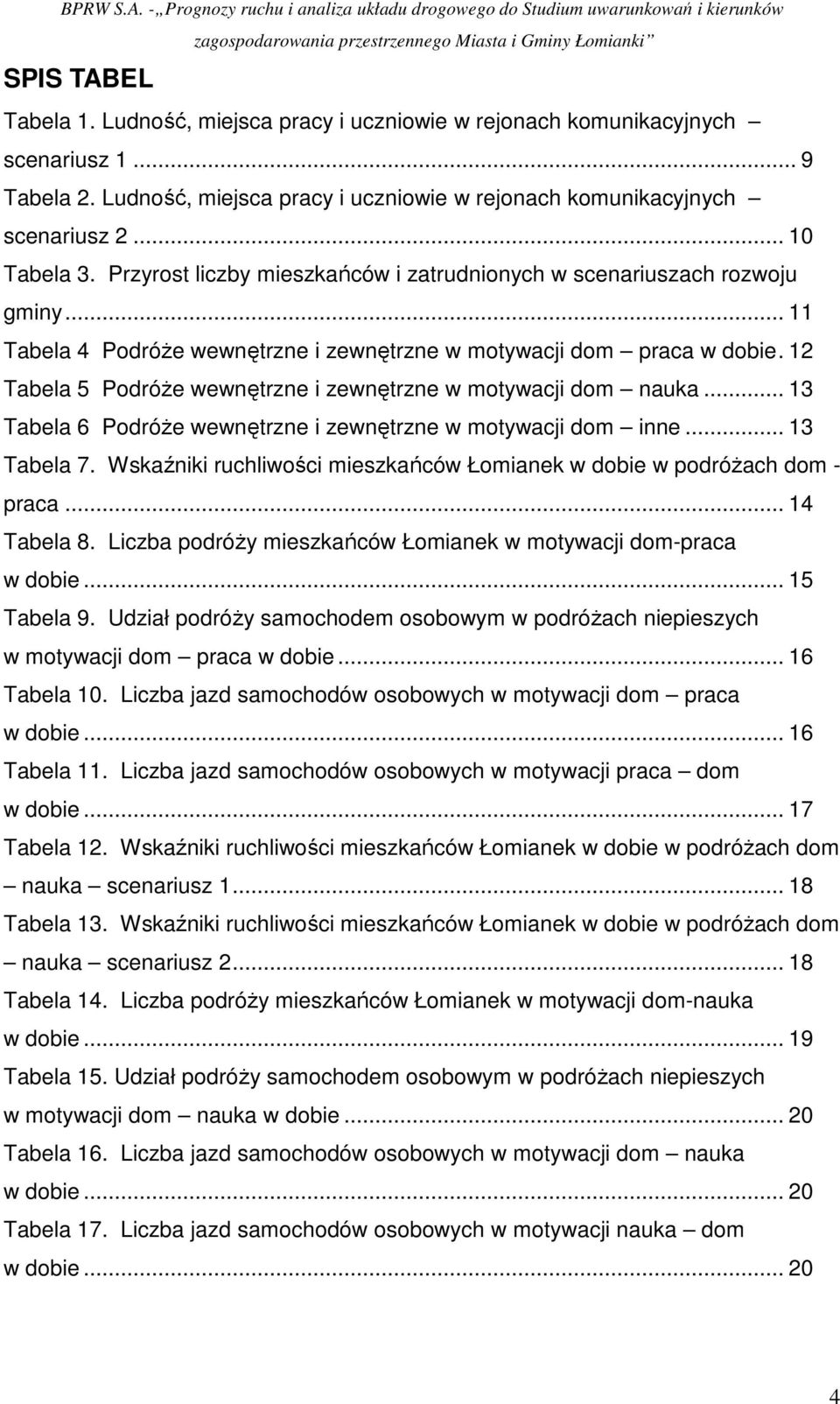12 Tabela 5 PodróŜe wewnętrzne i zewnętrzne w motywacji dom nauka... 13 Tabela 6 PodróŜe wewnętrzne i zewnętrzne w motywacji dom inne... 13 Tabela 7.