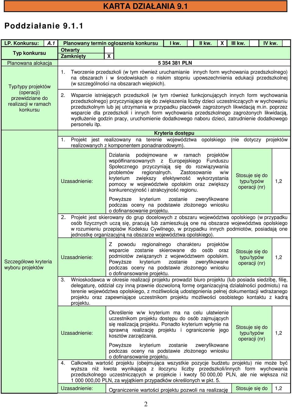 Tworzenie przedszkoli (w tym równieŝ uruchamianie innych form wychowania przedszkolnego) na obszarach i w środowiskach o niskim stopniu upowszechnienia edukacji przedszkolnej (w szczególności na