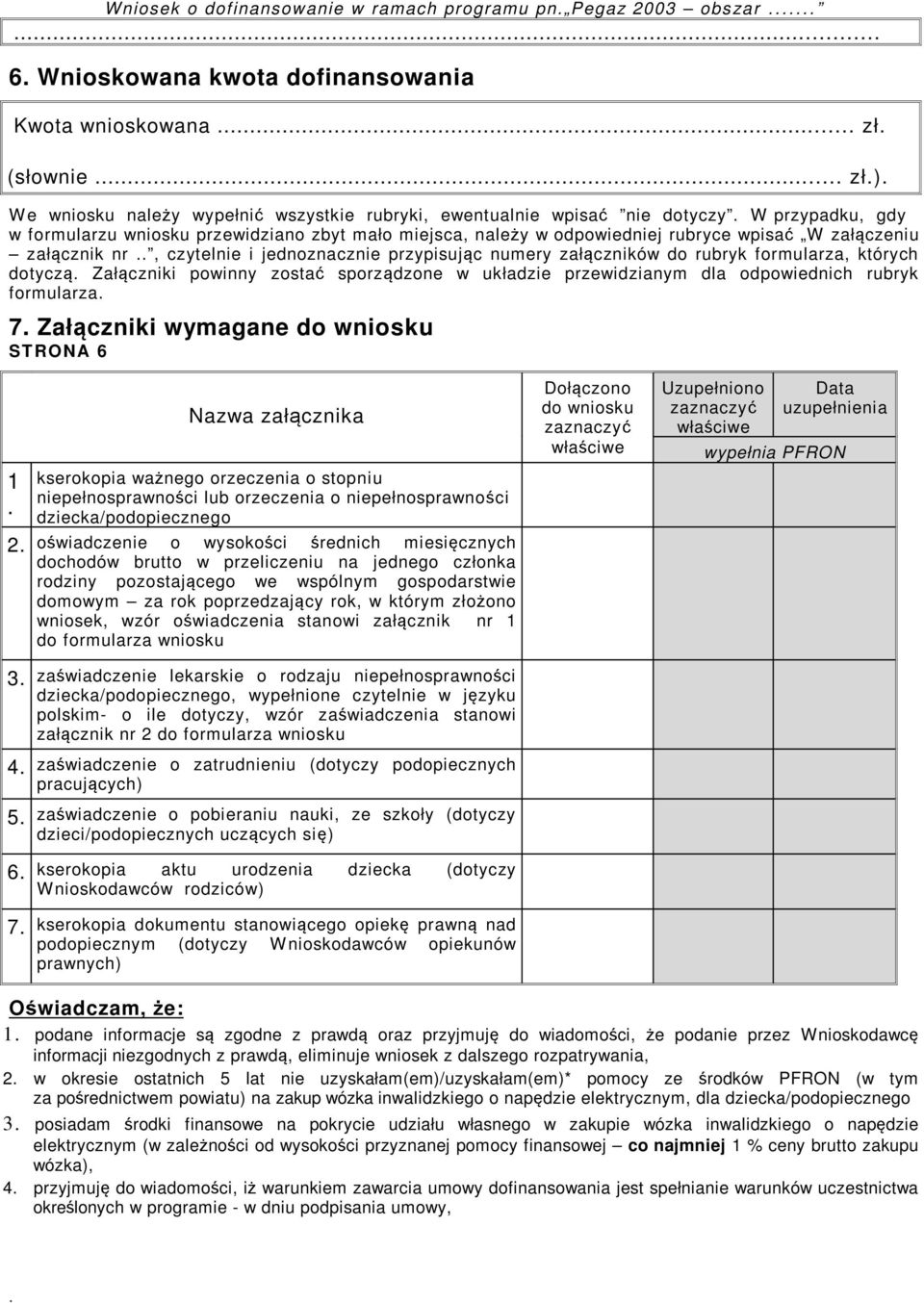 załączników do rubryk formularza, których dotyczą Załączniki powinny zostać sporządzone w układzie przewidzianym dla odpowiednich rubryk formularza 7 Załączniki wymagane do wniosku ST RONA 6 1 Nazwa