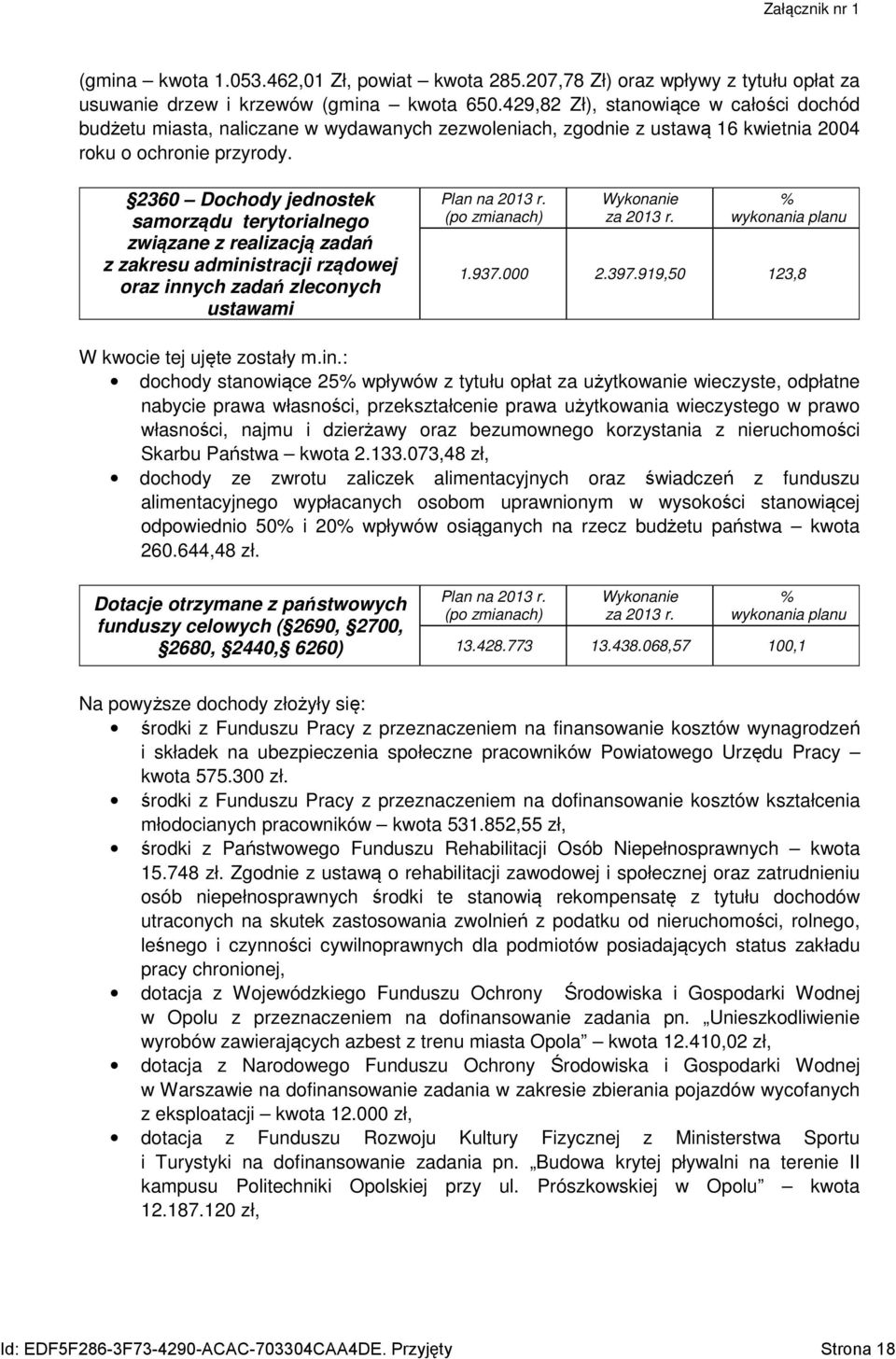 2360 Dochody jednostek samorządu terytorialnego związane z realizacją zadań z zakresu administracji rządowej oraz innych zadań zleconych ustawami 1.937.000 2.397.