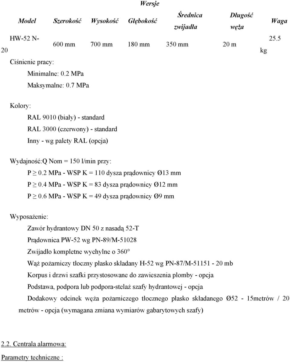 4 MPa - WSP K = 83 dysza prądownicy Ø12 mm P 0.