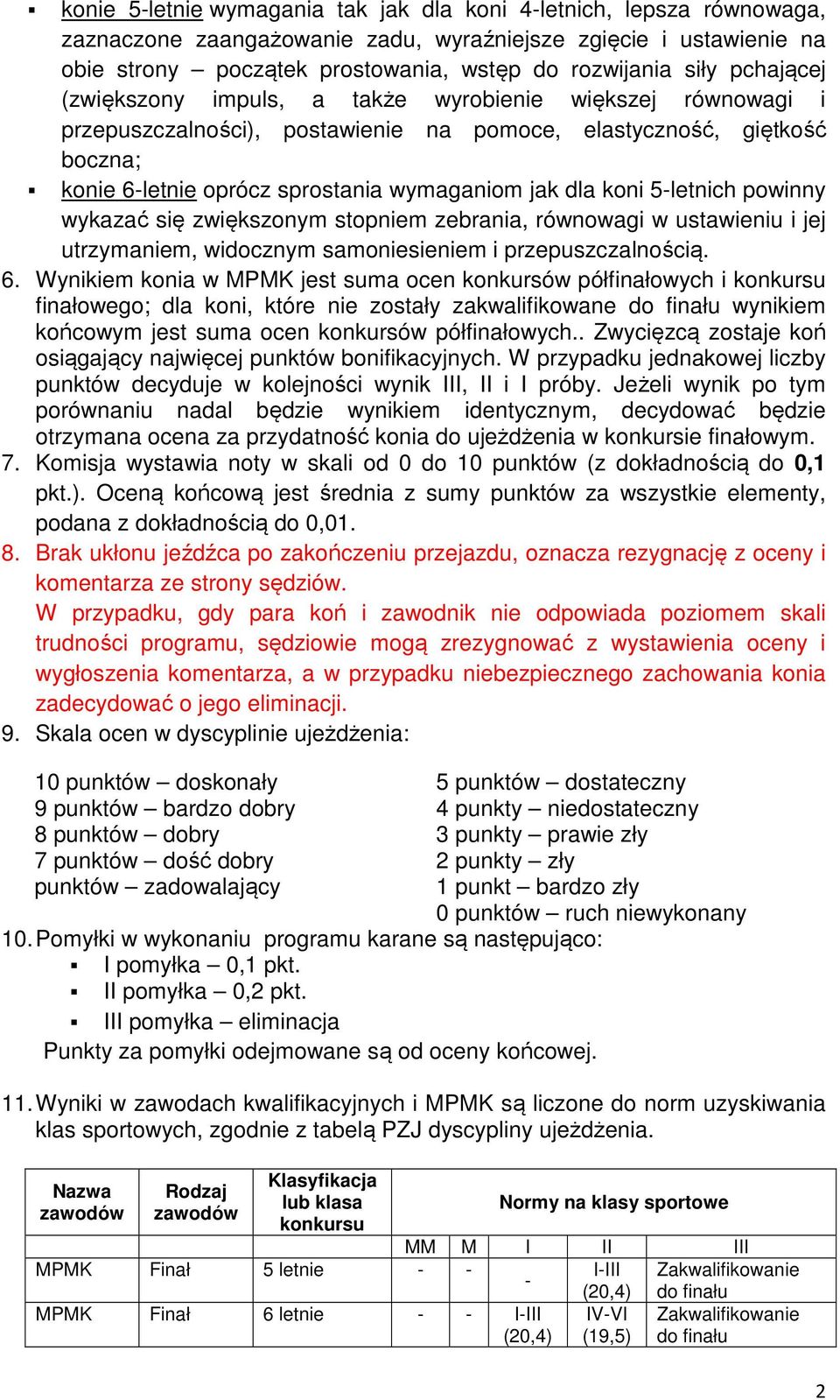 koni 5-letnich powinny wykazać się zwiększonym stopniem zebrania, równowagi w ustawieniu i jej utrzymaniem, widocznym samoniesieniem i przepuszczalnością. 6.