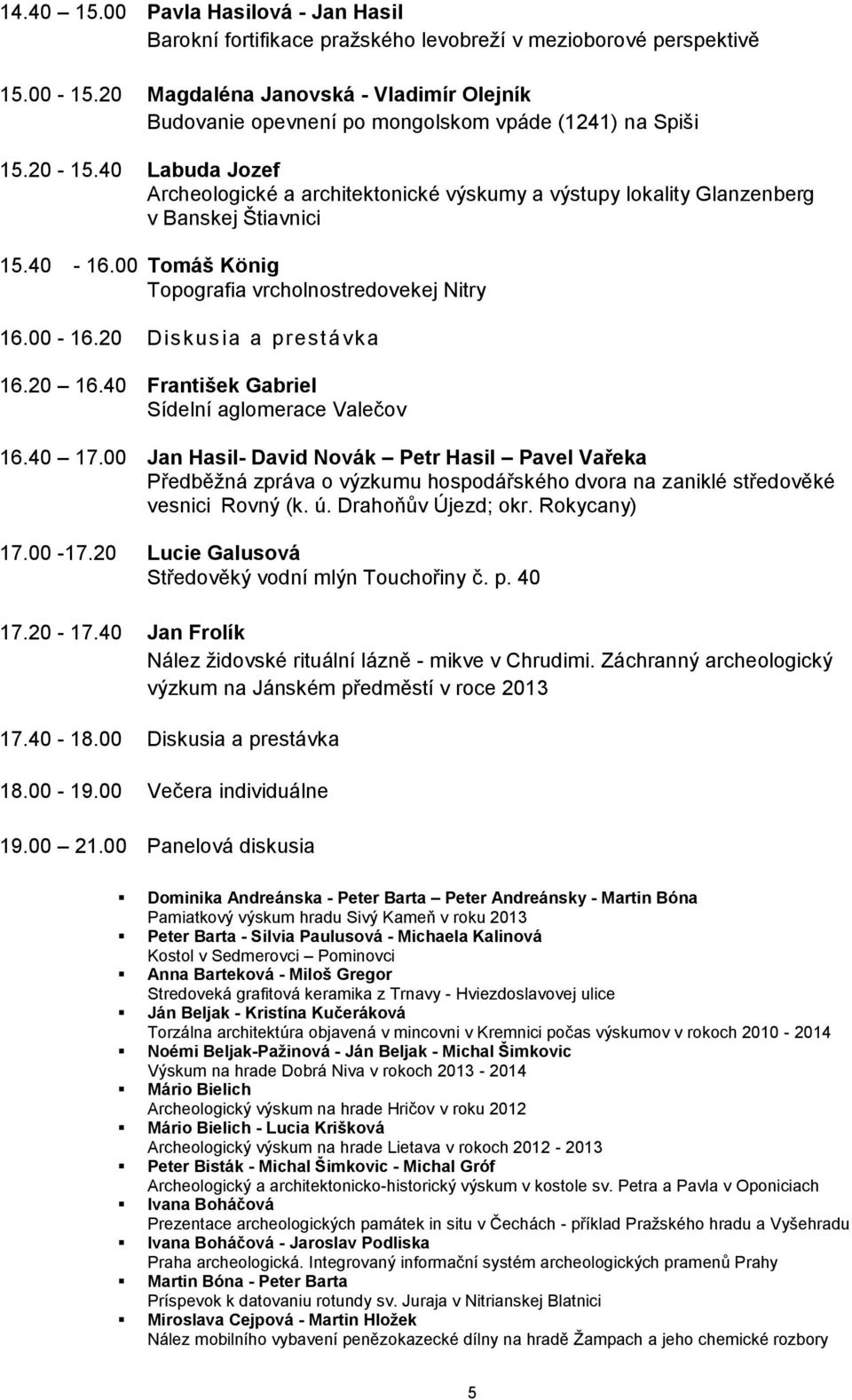 40 Labuda Jozef Archeologické a architektonické výskumy a výstupy lokality Glanzenberg v Banskej Štiavnici 15.40-16.00 Tomáš König Topografia vrcholnostredovekej Nitry 16.00-16.