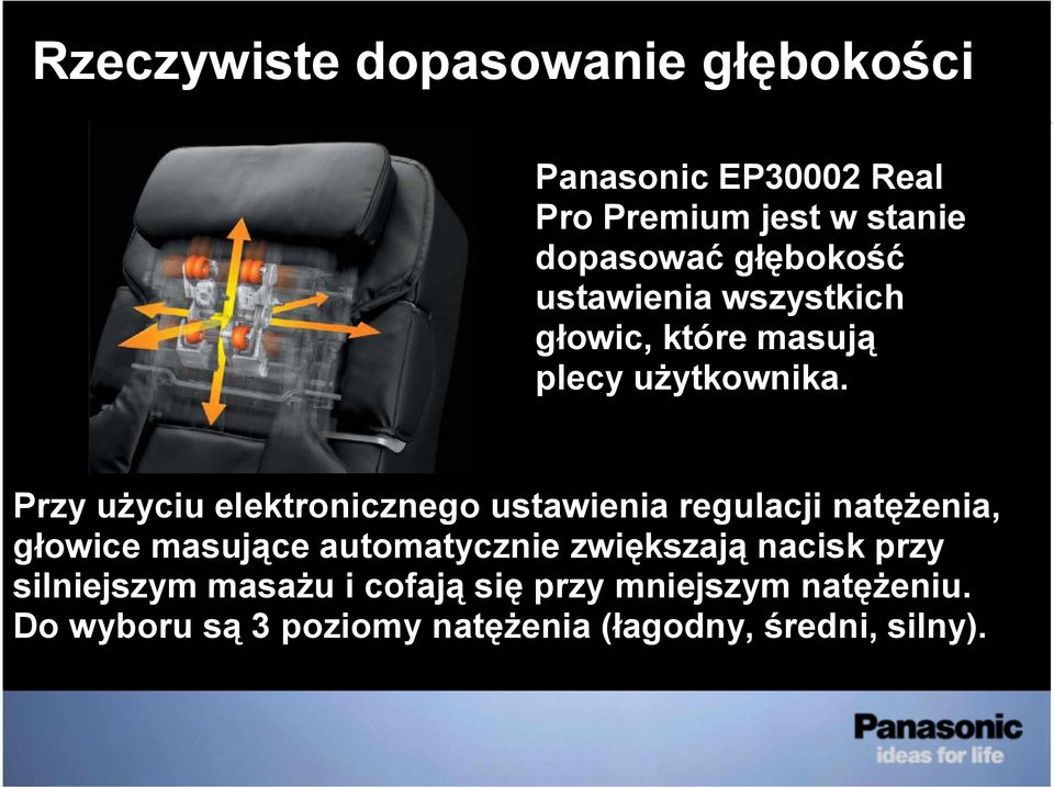 Przy u yciu elektronicznego ustawienia regulacji nat enia, owice masuj ce automatycznie zwi