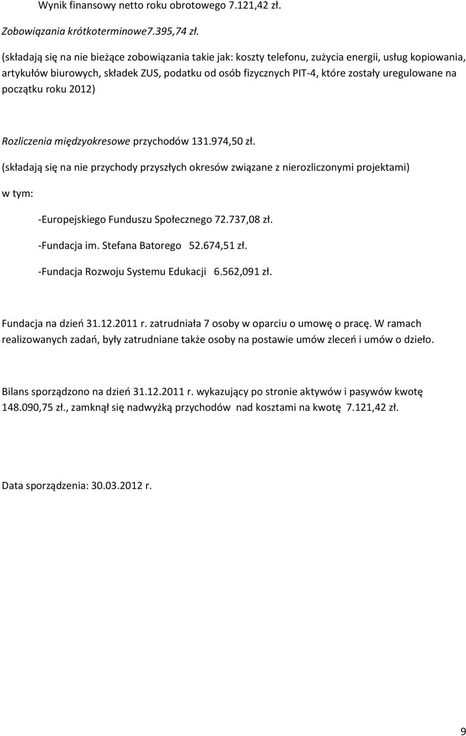 na początku roku 2012) Rozliczenia międzyokresowe przychodów 131.974,50 zł.