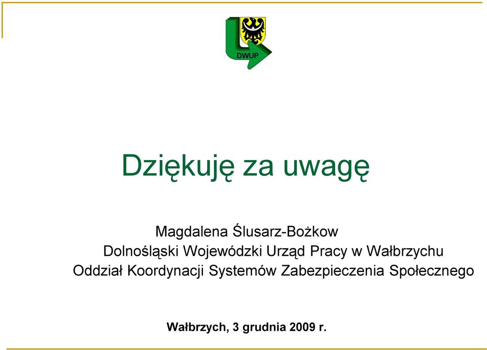 Wałbrzychu Oddział Koordynacji Systemów