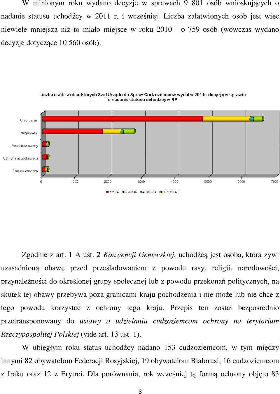 2 Konwencji Genewskiej, uchodźcą jest osoba, która żywi uzasadnioną obawę przed prześladowaniem z powodu rasy, religii, narodowości, przynależności do określonej grupy społecznej lub z powodu