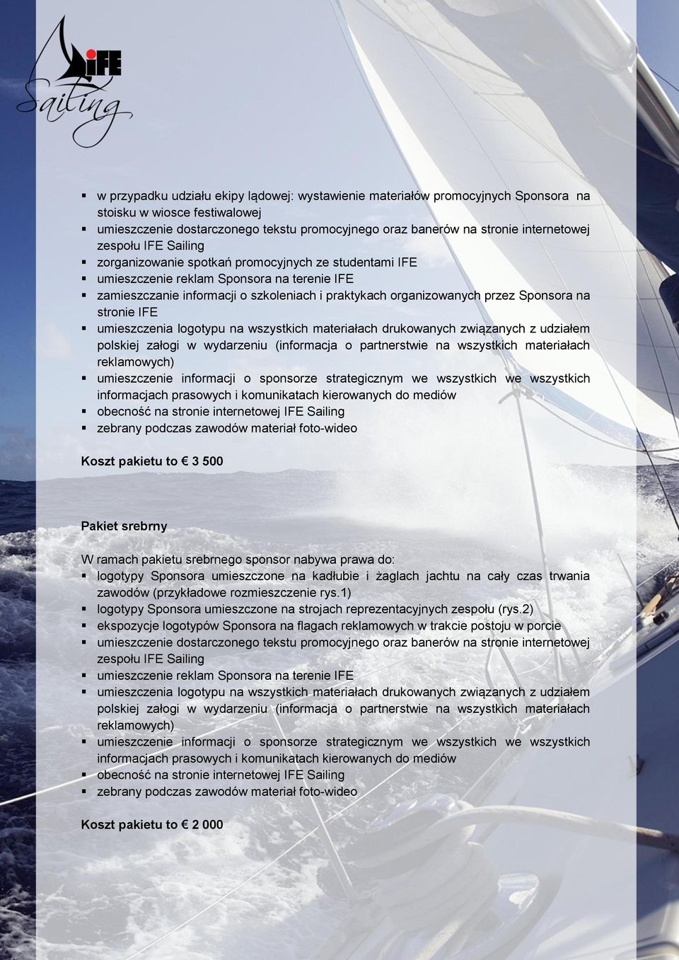 na stronie IFE umieszczenia logotypu na wszystkich materiałach drukowanych związanych z udziałem polskiej załogi w wydarzeniu (informacja o partnerstwie na wszystkich materiałach reklamowych)