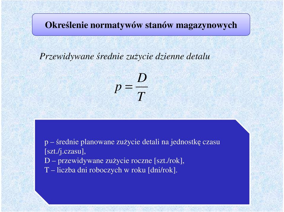 etali na jenostkę czasu [szt./j.