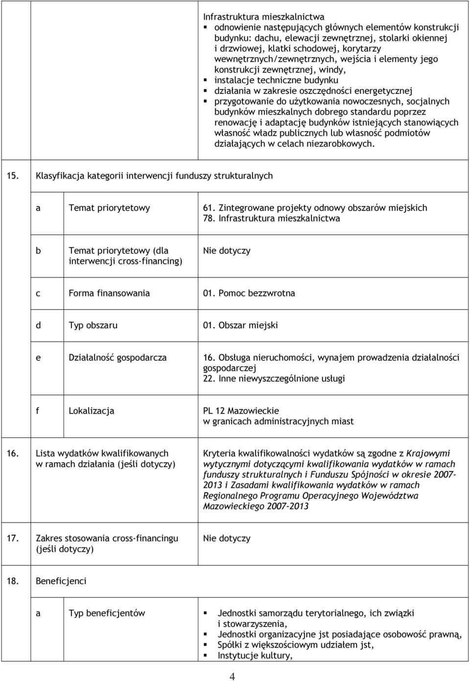 nowoczesnych, socjalnych budynków mieszkalnych dobrego standardu poprzez renowację i adaptację budynków istniejących stanowiących własność władz publicznych lub własność podmiotów działających w