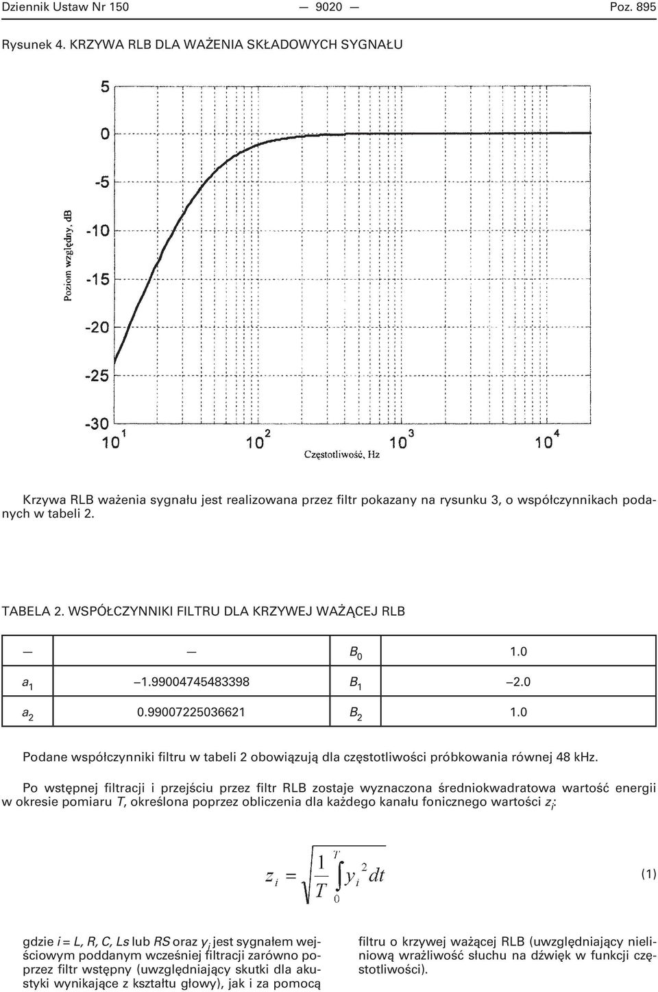 WSPÓŁCZYNNIKI FILTRU DLA KRZYWEJ WAŻĄCEJ RLB B 0 1.0 a 1 1.99004745483398 B 1 2.0 a 2 0.99007225036621 B 2 1.