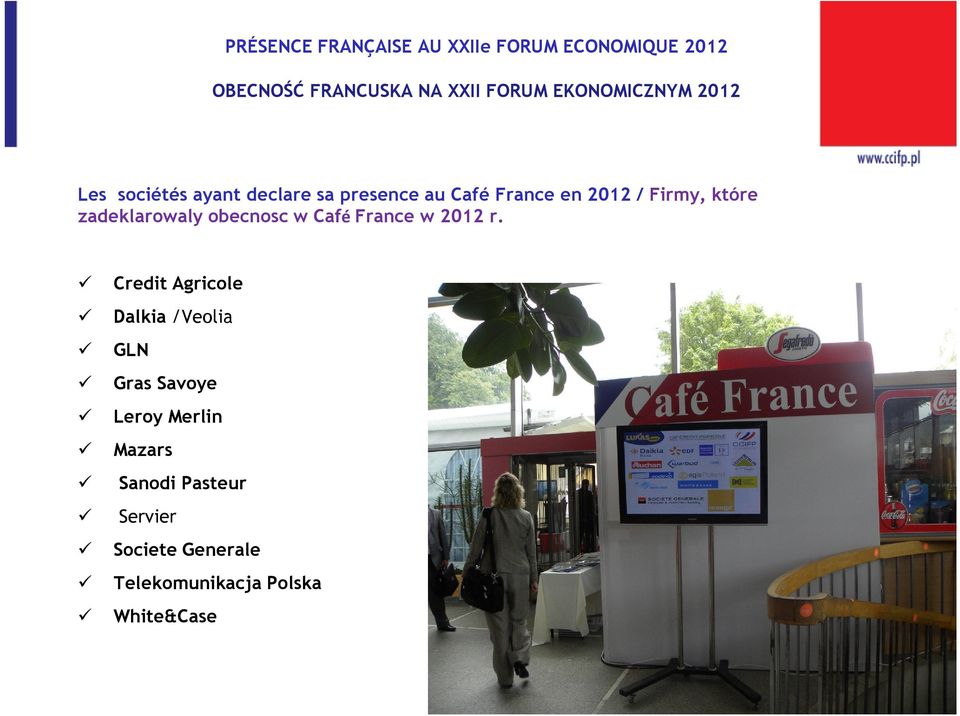 które zadeklarowaly obecnosc w Café France w 2012 r.