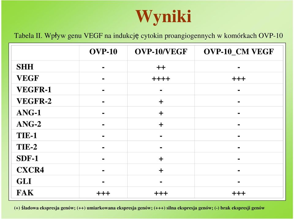 OVP-10_CM VEGF SHH - ++ - VEGF - ++++ +++ VEGFR-1 - - - VEGFR-2 - + - ANG-1 - + - ANG-2 - + -