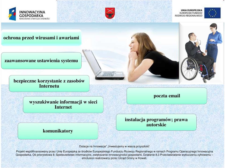 w sieci Internet komunikatory poczta email instalacja programów;