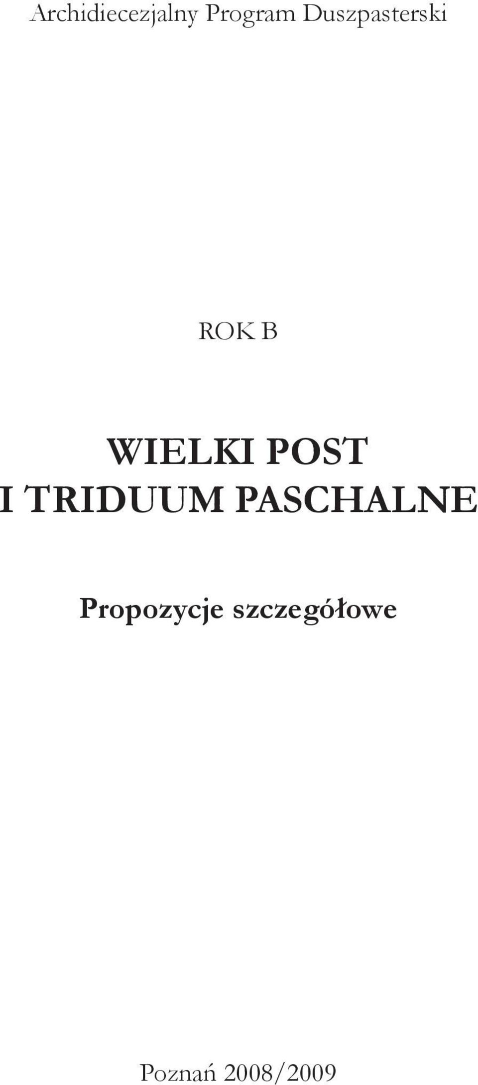 POST I TRIDUUM PASCHALNE