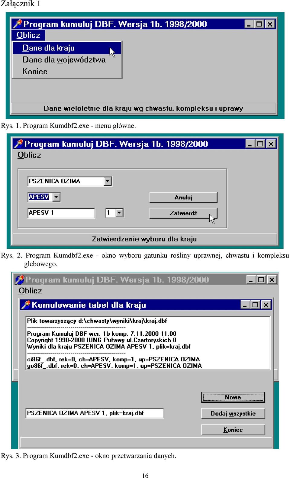 exe - okno wyboru gatunku rośliny uprawnej, chwastu i