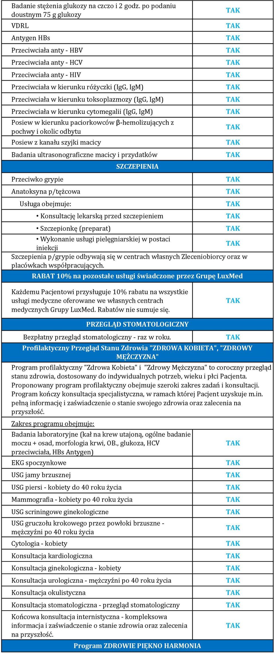 toksoplazmozy (IgG, IgM) Przeciwciała w kierunku cytomegalii (IgG, IgM) Posiew w kierunku paciorkowców β-hemolizujących z pochwy i okolic odbytu Posiew z kanału szyjki macicy Badania