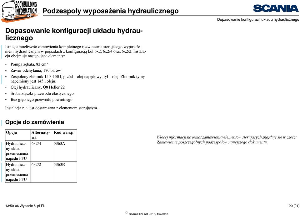 Zbiornik tylny napełniony jest 145 l oleju.