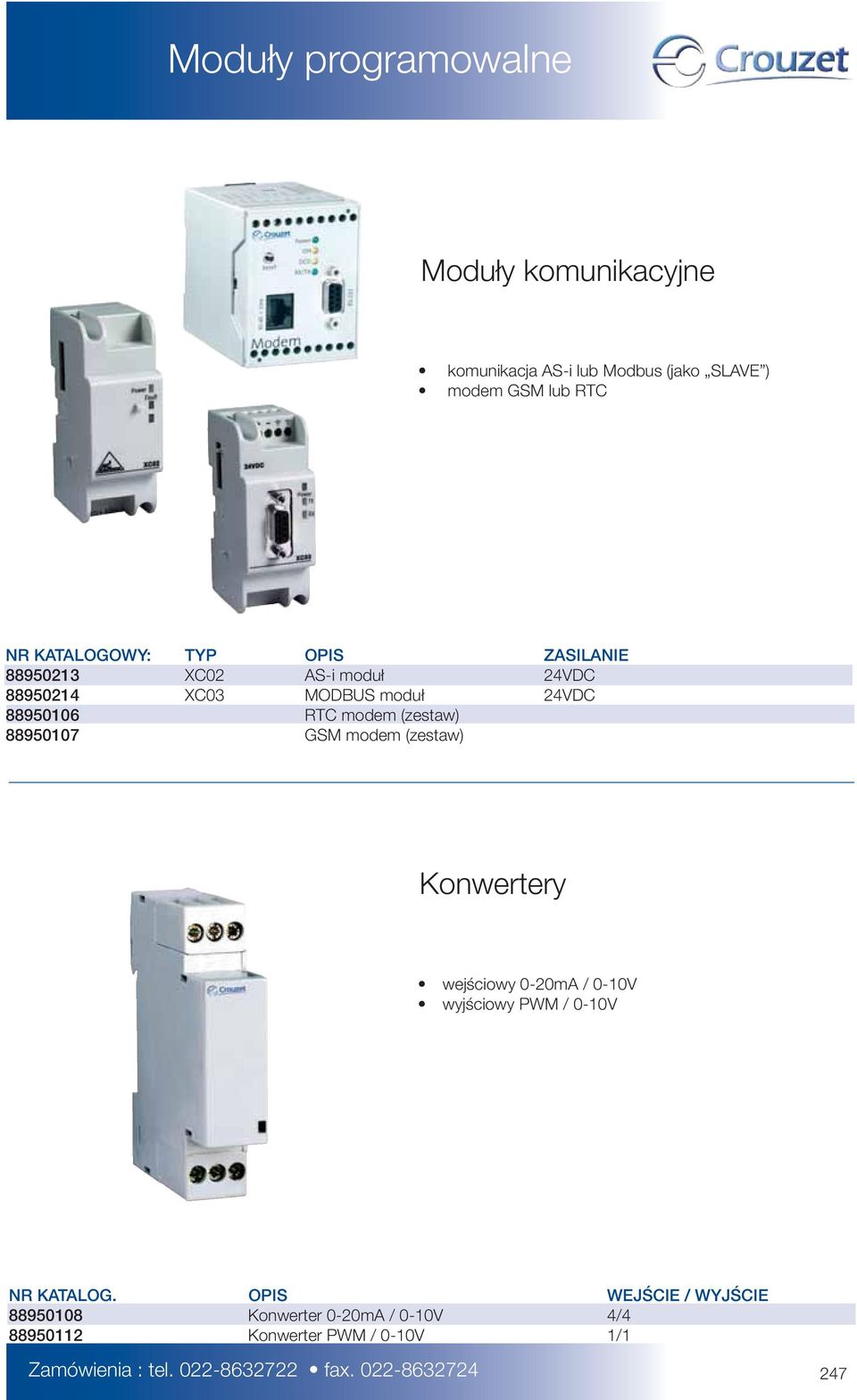GSM modem (zestaw) Konwertery wejściowy 0-20mA / 0-10V wyjściowy PWM / 0-10V NR KATALOG.