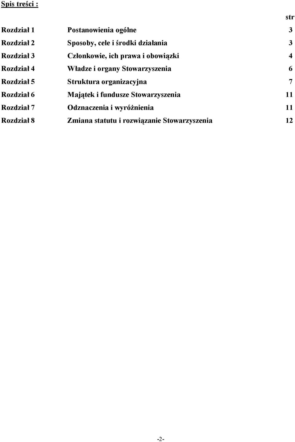 Stowarzyszenia 6 Rozdział 5 Struktura organizacyjna 7 Rozdział 6 Majątek i fundusze