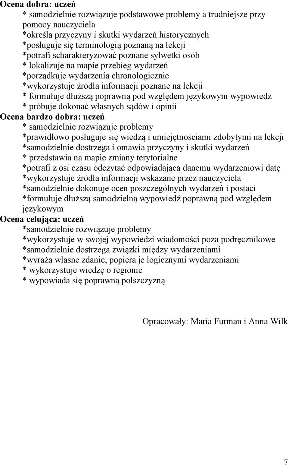 względem językowym wypowiedź * próbuje dokonać własnych sądów i opinii Ocena bardzo dobra: uczeń * samodzielnie rozwiązuje problemy *prawidłowo posługuje się wiedzą i umiejętnościami zdobytymi na