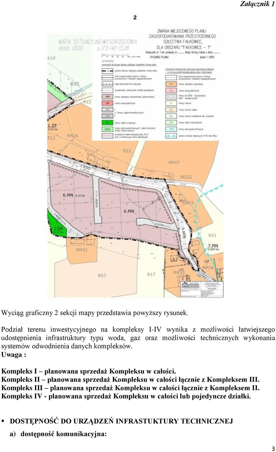 wykonania systemów odwodnienia danych kompleksów. Uwaga : Kompleks I planowana sprzedaż Kompleksu w całości.