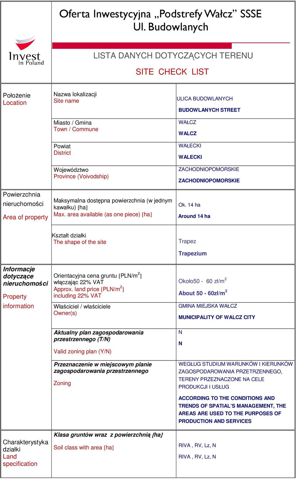 Województwo Province (Voivodship) Maksymalna dostępna powierzchnia (w jednym kawałku) [ha] Max.