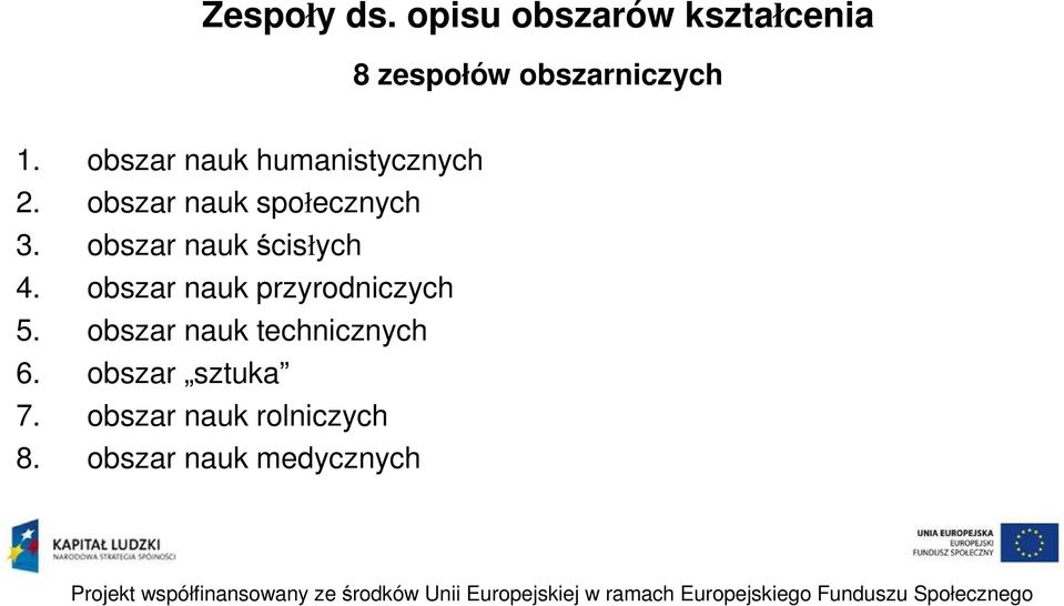 obszar nauk ścisłych 4. obszar nauk przyrodniczych 5.