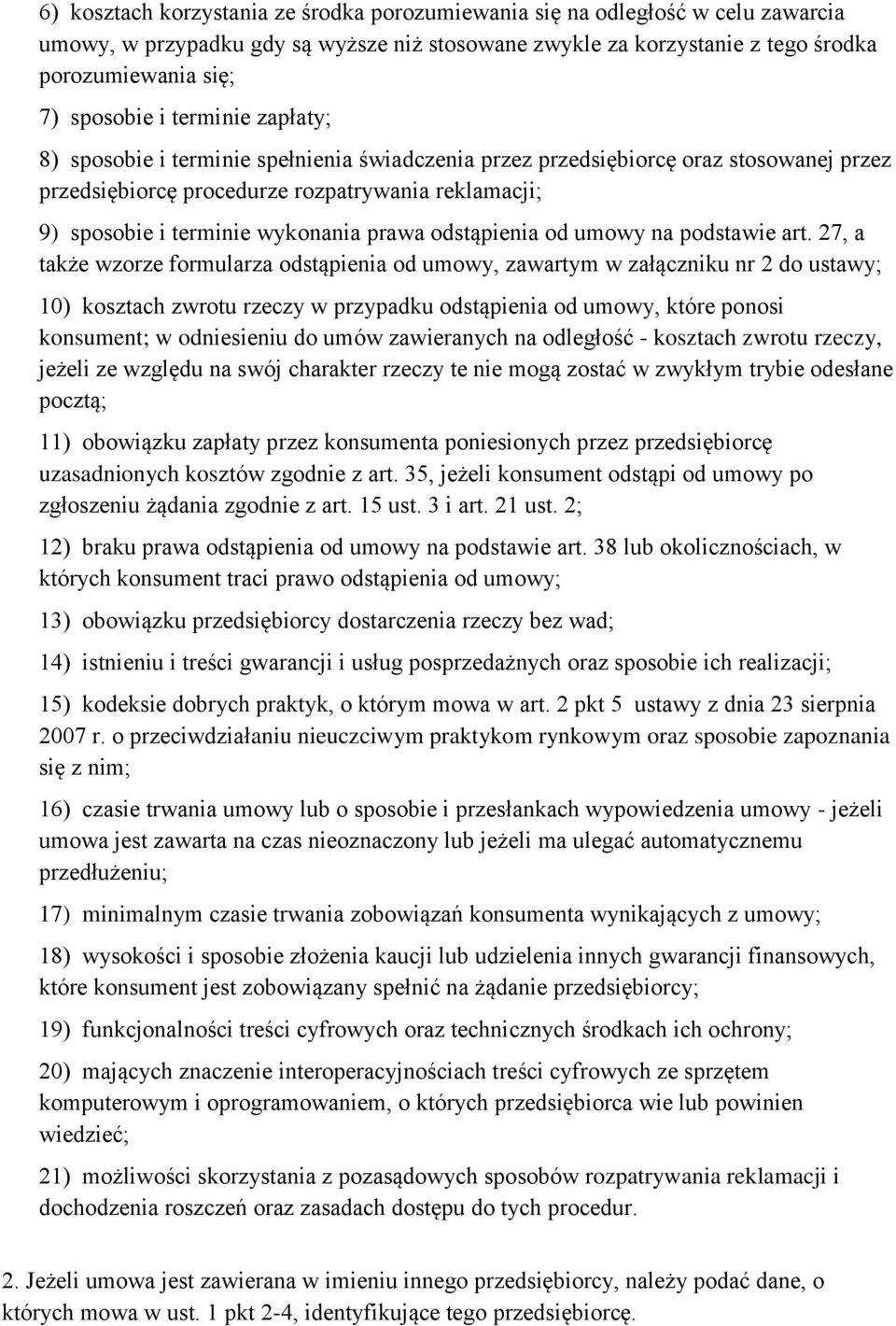 odstąpienia od umowy na podstawie art.