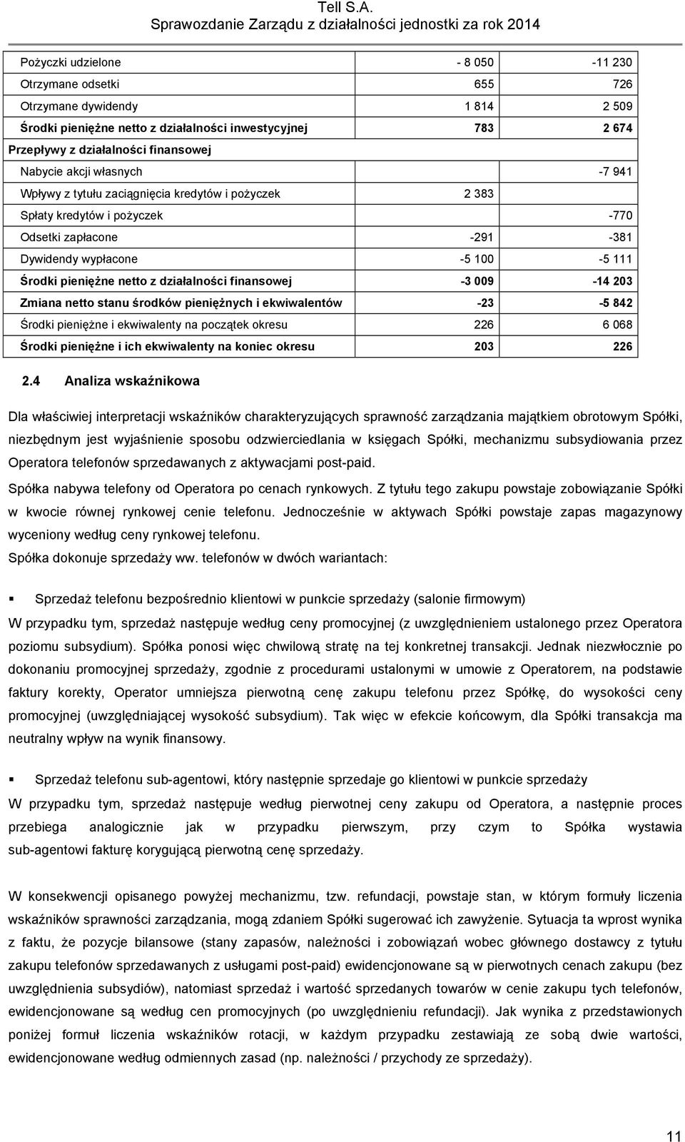 działalności finansowej -3 009-14 203 Zmiana netto stanu środków pieniężnych i ekwiwalentów -23-5 842 Środki pieniężne i ekwiwalenty na początek okresu 226 6 068 Środki pieniężne i ich ekwiwalenty na