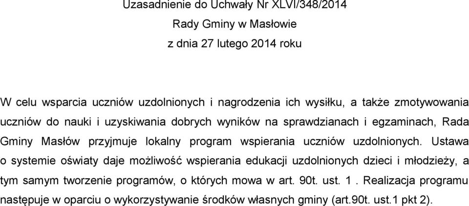 program wspierania uczniów uzdolnionych.