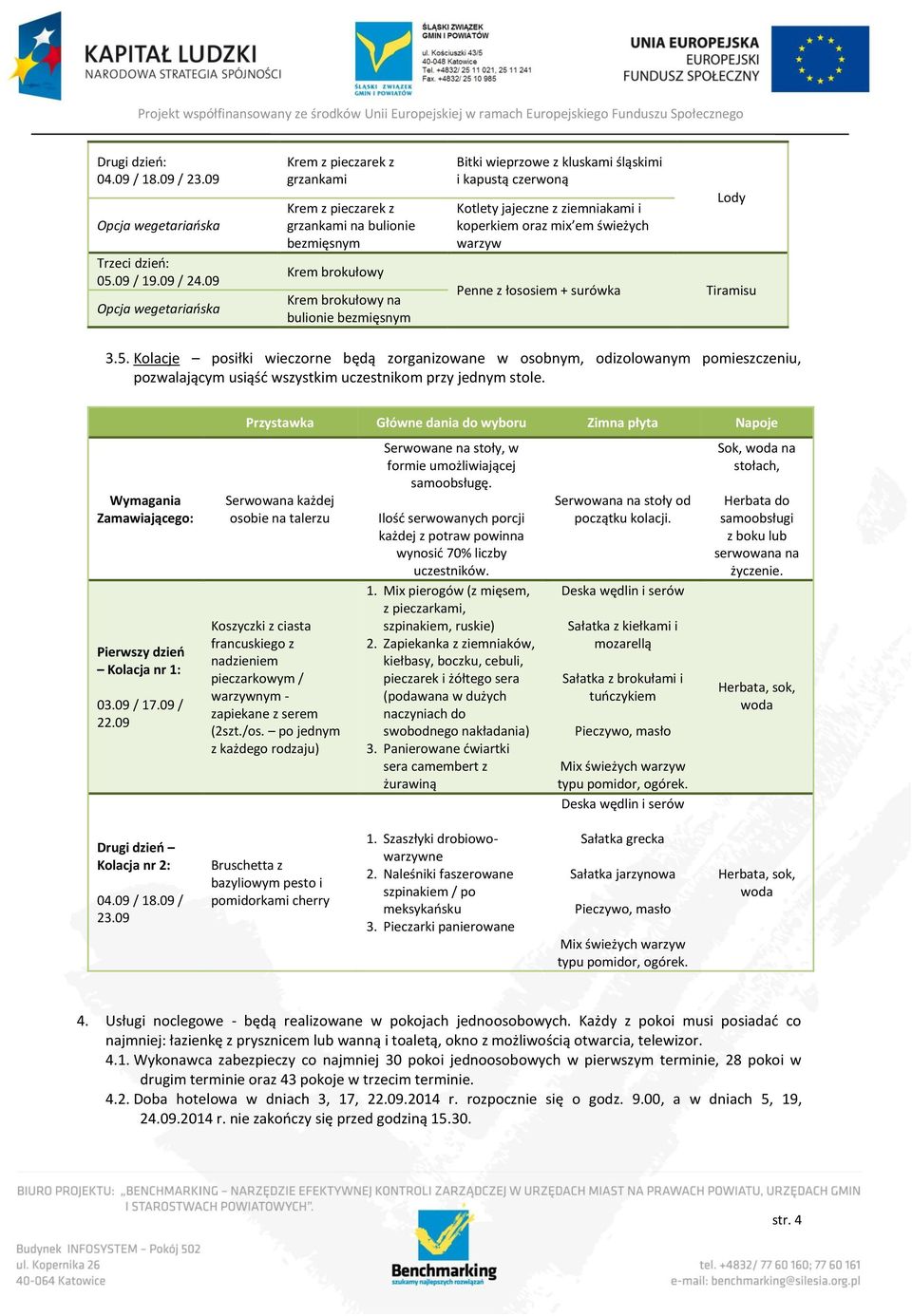 kapustą czerwoną Kotlety jajeczne z ziemniakami i koperkiem oraz mix em świeżych warzyw Penne z łososiem + surówka Lody Tiramisu 3.5.