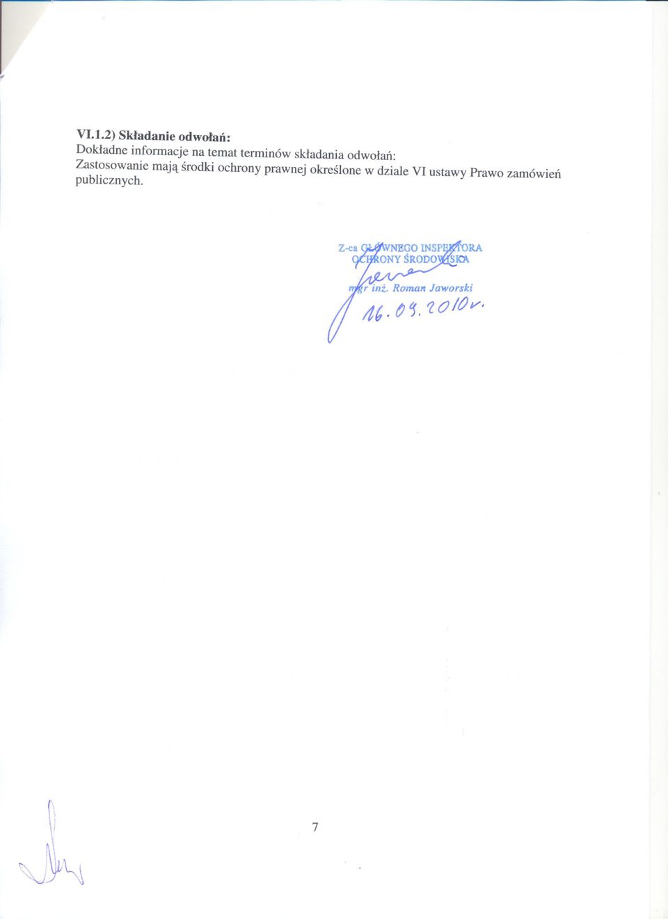 ochrony prawnej okreslone w dziale VI ustawy Prawo
