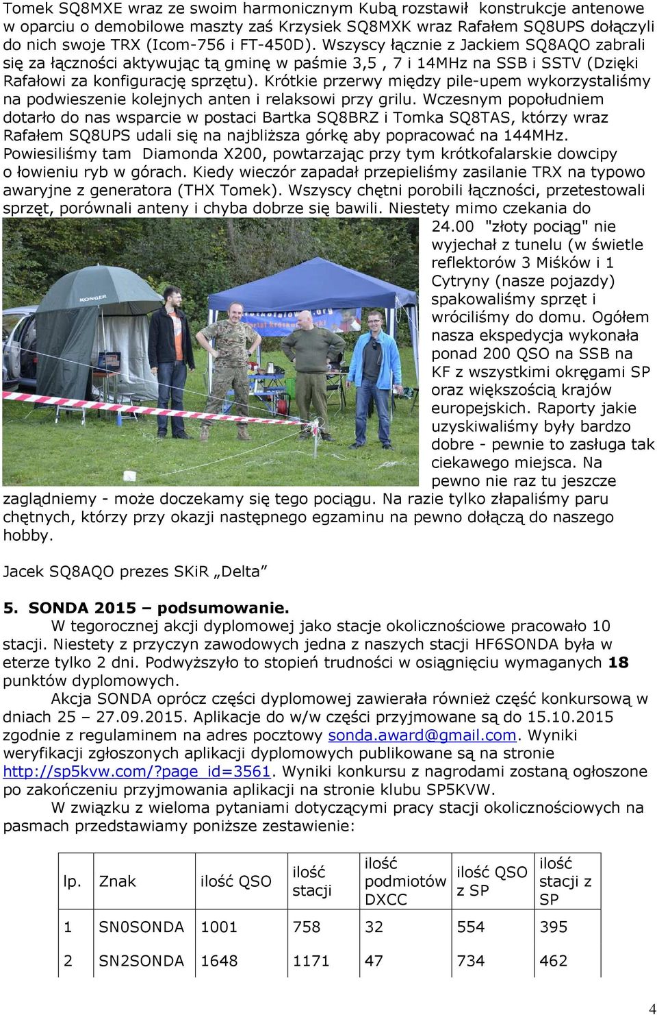 Krótkie przerwy między pile-upem wykorzystaliśmy na podwieszenie kolejnych anten i relaksowi przy grilu.