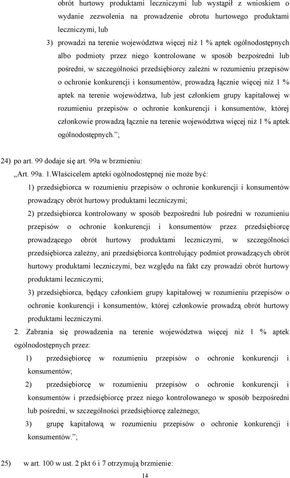 łącznie więcej niż 1 % aptek na terenie województwa, lub jest członkiem grupy kapitałowej w rozumieniu przepisów o ochronie konkurencji i konsumentów, której członkowie prowadzą łącznie na terenie