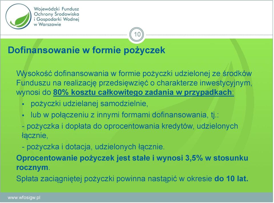 innymi formami dofinansowania, tj.