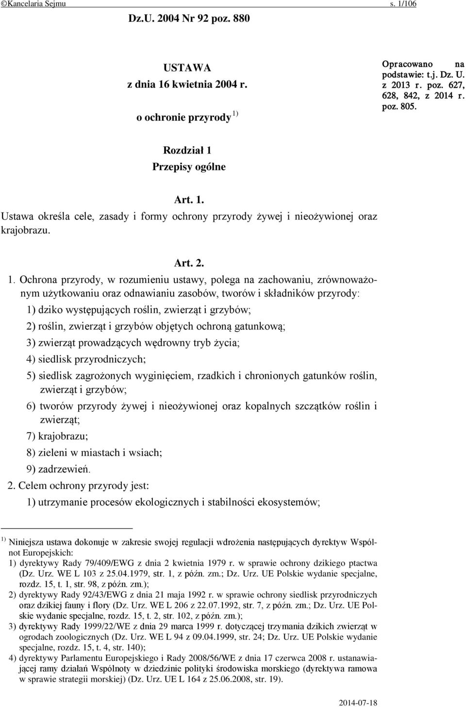 Przepisy ogólne Art. 1.