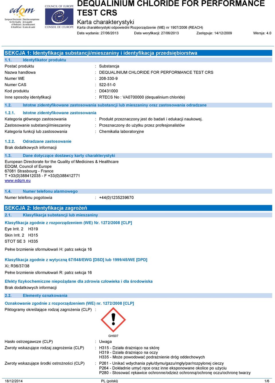 Identyfikacja substancji/mieszaniny i identyfikacja przedsiębiorstwa 1.